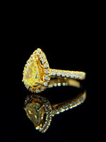 Natural Yellow Diamond 1.00ct Ring set with 0.3ct Natural Diamonds In 18K Yellow Gold Fine Jewelry Singapore
