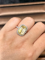 Natural Unheated Yellow Sapphire 9.51ct Ring Set With Natural Diamond In 18K White Gold Gemstone Fine Jewelry Singapore