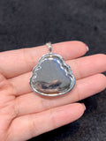 Natural Type A Jadeite Pendant set with 0.08ct Natural Diamonds in 18K White Gold Gemstone Jewelry Singapore
