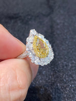 Natural Yellow Diamond 1.50ct Ring set with 1.46ct Natural diamonds in 18K white gold Fine Jewellery