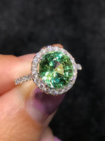 Natural Tourmaline 3.36ct set with natural diamond 0.55ct in 18k white gold ring