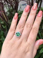 Natural Tourmaline 3.36ct set with natural diamond 0.55ct in 18k white gold ring