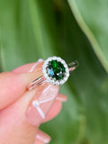 Natural Green Garnet / Tsavorite 1.29ct Ring set with Natural Diamonds in 18K white gold Gemstone Jewelry