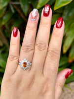 Natural Mandarin Garnet 1.26ct Ring Set With Natural Diamonds in 18K White Gold Gemstone Fine Jewellery Singapore
