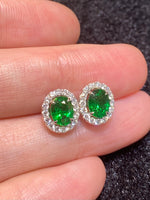 Natural Green Garnet Tsavorite 2.53ct Earrings Set With Natural Diamonds 0.60ct In 18K White Gold Gemstone Fine Jewellery Singapore