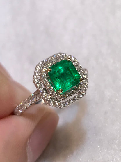 Natural Colombian Emerald 0.96ct Ring