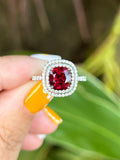 Natural Red Spinel 2.18ct Ring Set With Natural Diamonds In 18K White Gold Gemstone Fine Jewellery Singapore