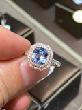 Natural Unheated Blue Sapphire 2.01ct Ring set with natural diamond 0.47ct in 18k white gold Fine Jewellery