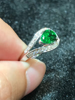 Natural Green Garnet Tsavorite 1.43ct Ring set with Natural Diamonds 0.45ct in 18K white gold Gemstone Fine Jewelry
