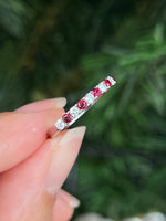Natural Red Spinels 0.24ct and Diamonds 0.24ct Half Eternity Ring set in 18K white gold Gemstone Jewelry