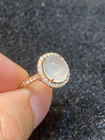 Natural Type A Icy Jadeite Ring set with 0.31ct Natural Diamonds in 18K Rose Gold Fine Jewellery