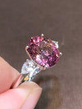 Natural Pink Tourmaline Ring 3.50ct set with natural diamonds 0.32ct in 18k white gold Fine Jewellery