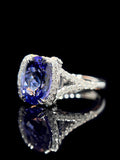 Natural Tanzanite 4.53ct Ring Set With Natural Diamonds In 18K White Gold Gemstone Fine Jewellery Singapore