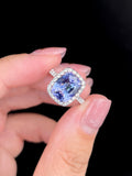 Natural Tanzanite 2.99ct Ring Set With Natural Diamonds In 18K White Gold Gemstone Fine Jewellery Singapore