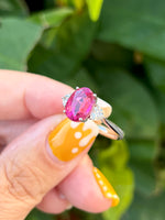 Natural Pink Tourmaline 2.72ct Ring Set With Natural Diamonds In 18K White Gold Gemstone Fine Jewellery Singapore