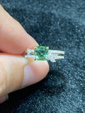 Natural Green Tourmaline 1.41ct Set With Natural Diamonds In 18K White Gold Ring Gemstone Fine Jewelry Singapore