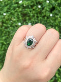 Natural Green Garnet / Tsavorite 1.41ct Ring set with Natural Diamonds in 18K Rose Gold Gemstone Jewelry