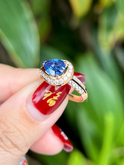 Natural Unheated Cornflower Blue Sapphire 1.68ct Ring