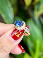 Natural Unheated Cornflower Blue Sapphire 1.68ct Ring Set With Natural Diamond 0.45ct In 18K Rose Gold Fine Jewellery