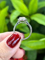 Natural Unheated Padparadscha Sapphire 2.11ct Ring set with natural diamond 0.46ct in 18k white gold Fine Jewellery