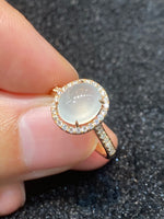 Natural Type A Icy Jadeite Ring set with 0.31ct Natural Diamonds in 18K Rose Gold Fine Jewellery