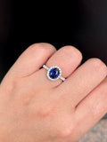 Natural Blue Sapphire Ring 1.73ct Set With Natural Diamonds In 18K White Gold Gemstone Fine Jewellery Singapore