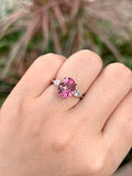Natural Pink Tourmaline Ring 3.50ct set with natural diamonds 0.32ct in 18k white gold Fine Jewellery