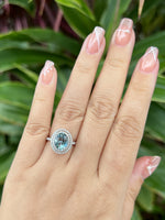 Natural Aquamarine 1.75ct ring set with Natural Diamond in 18K White Gold