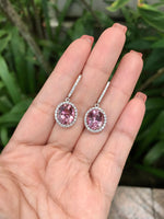 Natural Pink Tourmaline Earrings 7.26ct set with 0.9ct natural diamonds in 18k white gold