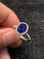 Natural Blue Sapphire Ring 1.93ct set with 0.43ct natural diamonds in 18k white gold