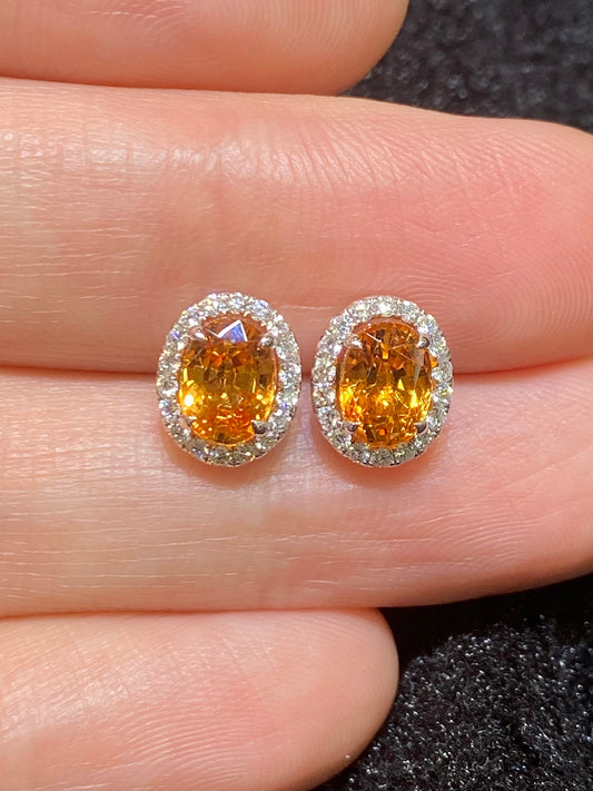 Natural Mandarin Orange Garnet 2.85ct Earrings