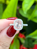 Natural Unheated Padparadscha Sapphire 2.11ct Ring set with natural diamond 0.46ct in 18k white gold Fine Jewellery
