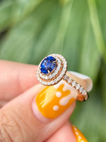 Natural Blue Sapphire 1.02ct Ring Set With Natural Diamond In 18K Rose Gold Gemstone Fine Jewellery Singapore