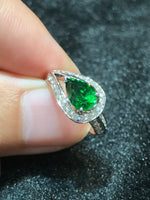 Natural Green Garnet Tsavorite 1.43ct Ring set with Natural Diamonds 0.45ct in 18K white gold Gemstone Fine Jewelry