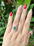 Natural Green Tourmaline 2.42ct Ring Set With Natural Diamonds In 18K White Gold Gemstone Fine Jewellery Singapore