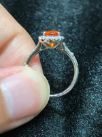 Natural Mandarin Garnet 3.01ct Ring Set With Natural Diamonds in 18K White Gold Gemstone Fine Jewellery Singapore