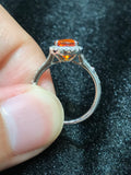 Natural Mandarin Garnet 3.01ct Ring Set With Natural Diamonds in 18K White Gold Gemstone Fine Jewellery Singapore