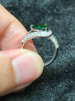 Natural Green Garnet Tsavorite 1.43ct Ring set with Natural Diamonds 0.45ct in 18K white gold Gemstone Fine Jewelry