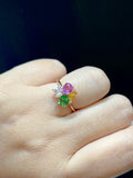 Natural Pink Sapphire 1.03ct And Tsavorite 0.78ct Toi et moi Ring Set In 18K Rose Gold Gemstone Fine Jewellery Singapore
