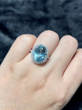 Natural Aquamarine 6.39ct Ring Set With Natural Diamonds In 18K White Gold Gemstone Fine Jewellery Singapore
