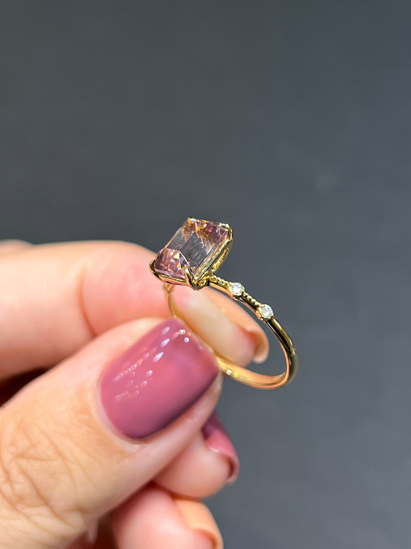 Natural Pink Tourmaline 2.38ct Ring Set With Natural Diamonds In 18K Yellow Gold Gemstone Fine Jewellery Singapore