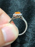 Natural Mandarin Garnet 2.45ct Ring Set With Natural Diamonds in 18K White Gold Gemstone Fine Jewellery Singapore