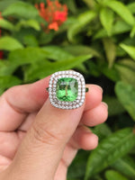 Natural Green Garnet Tsavorite 4.99ct Ring set with Natural Diamonds In 18K White Gold Singapore Gemstone Fine Jewelry