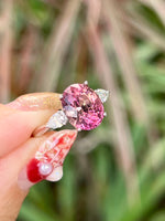 Natural Pink Tourmaline Ring 3.50ct set with natural diamonds 0.32ct in 18k white gold Fine Jewellery