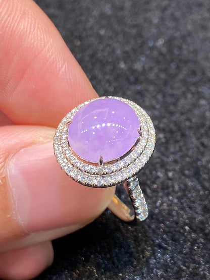 Natural Type A Lavendar Jadeite Ring