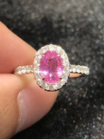 Natural Unheated Pink Sapphire 1.08ct Ring set with natural diamond 0.51ct in 18k white gold Fine Jewellery