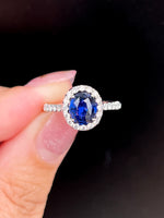Natural Blue Sapphire Ring 1.73ct Set With Natural Diamonds In 18K White Gold Gemstone Fine Jewellery Singapore