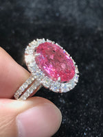 Natural Mahenge Pink Spinel 7.52ct Ring Set With Natural Diamonds 1.72ct In 18K White Gold Gemstone Fine Jewellery