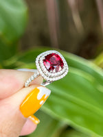 Natural Red Spinel 2.18ct Ring Set With Natural Diamonds In 18K White Gold Gemstone Fine Jewellery Singapore