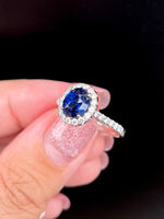 Natural Blue Sapphire Ring 1.73ct Set With Natural Diamonds In 18K White Gold Gemstone Fine Jewellery Singapore